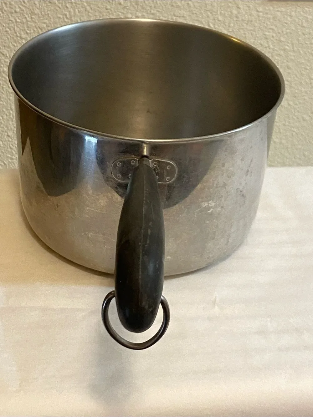 Reverse Ware 3 Qt. 91d Clinton, ILL Stainless Steel Saucepan with Black Handle